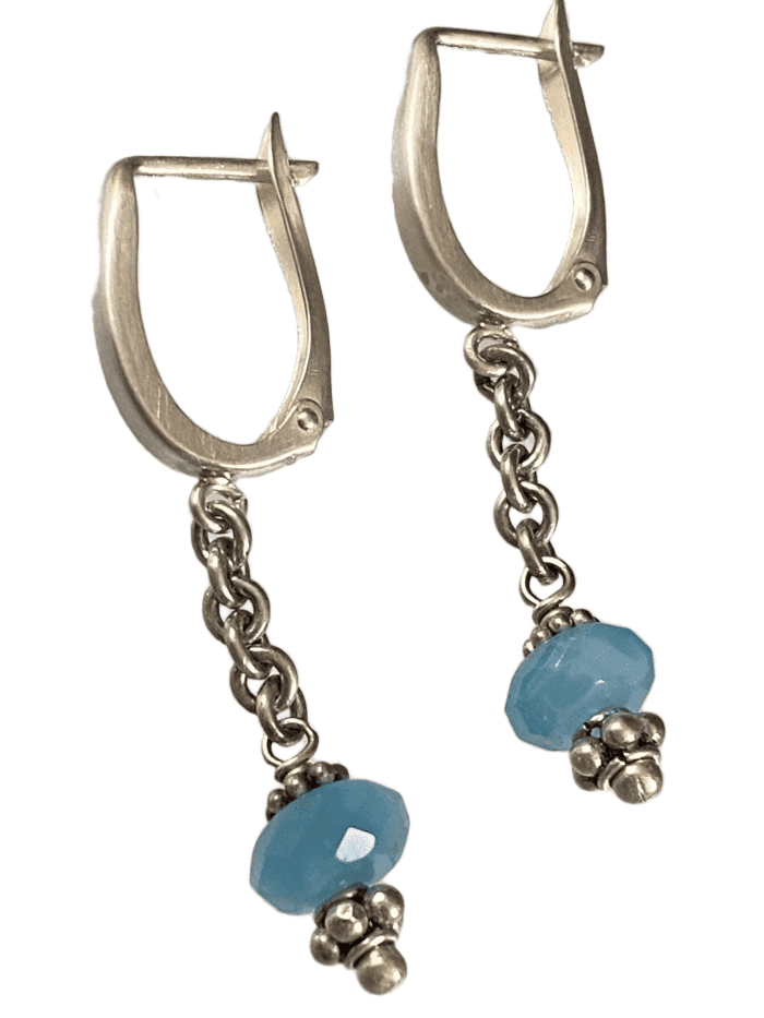 Sterling & Blue Quartz Chain Drop Earrings