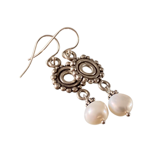 Sterling Pearl & Fluorite Earrings