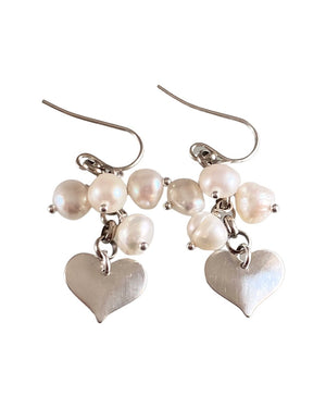 Pearl & Heart Charm Earrings