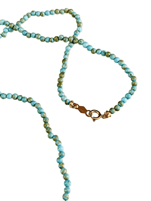 16” Turquoise bead and 14k Gold Merkabah Charm Necklace