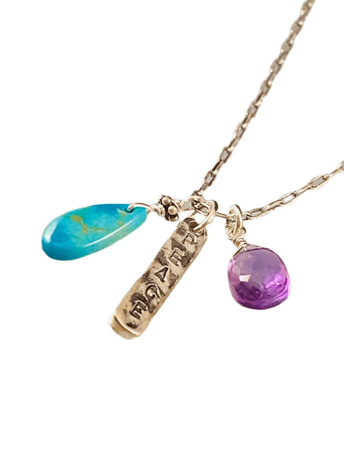 16” Peace Matchstick Gemstone Charm Necklace