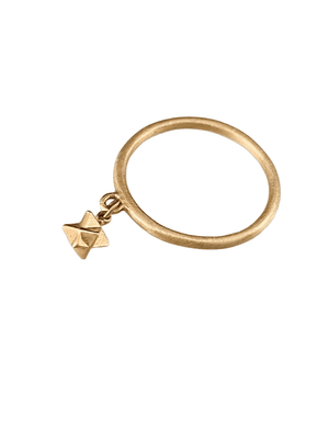 14K Solid Yellow Gold Tiny Merkabah Charm Ring Size 6