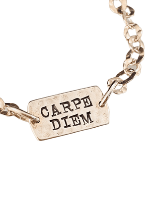 ‘Carpe Diem’ Sterling Hammered Tag ID Bracelet