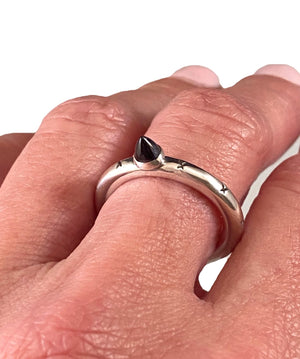 Sterling Silver Iolite Bullet Gemstone Stamped Ring