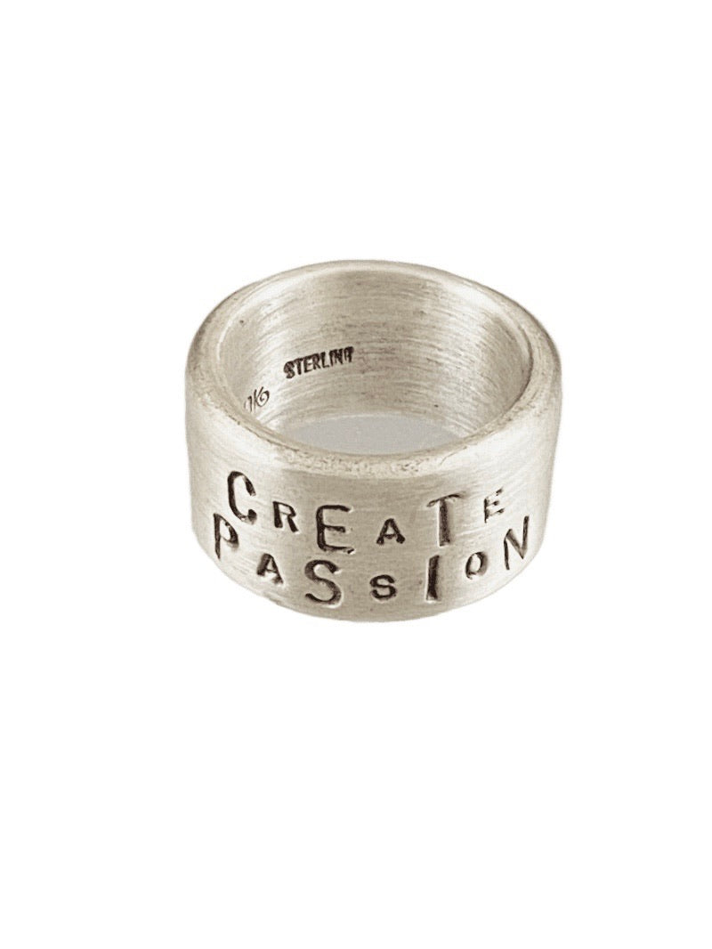 Sterling Wide Band ‘Create Passion’ Ring