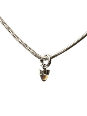 24" Sterling Silver Snake Chain Necklace with Citrine Bullet