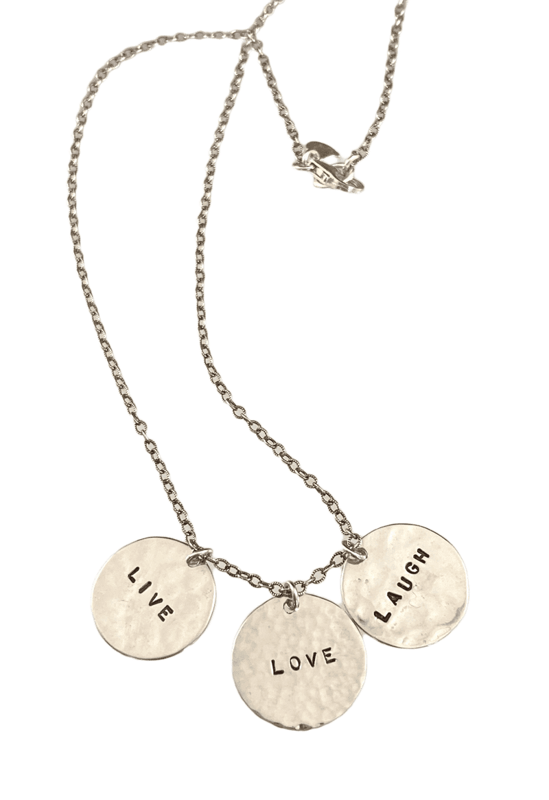 Sterling Live Love Laugh Disc Charm Necklace
