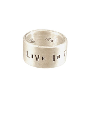 Sterling Wide Band ‘Live in the Present’ Ring