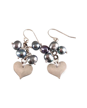 Pearl & Heart Charm Earrings