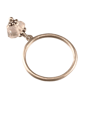 Sterling & Rose Quartz Charm Ring Size 7 1/2
