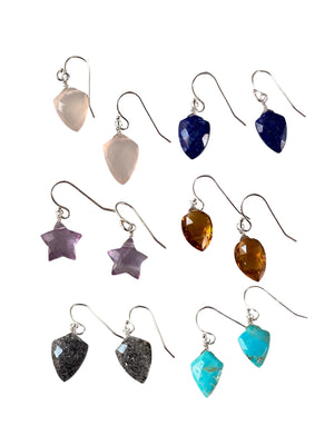 Gemstone Shield Drop Earrings