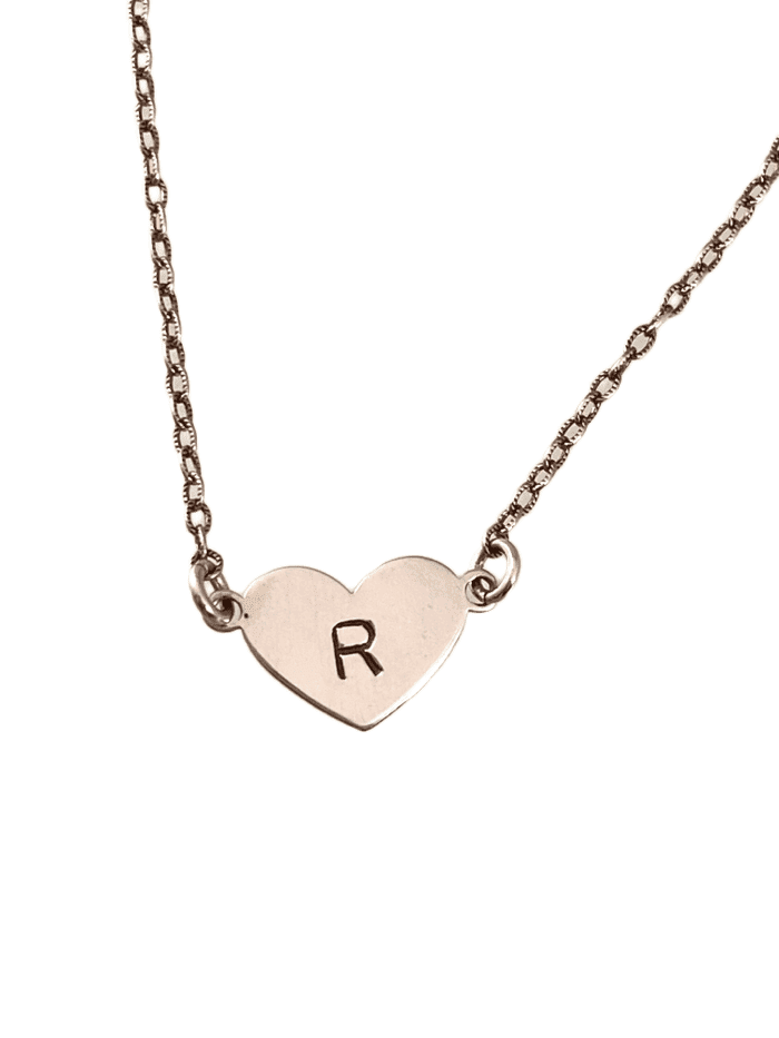 Sterling Silver Personalized Initial Heart Necklace