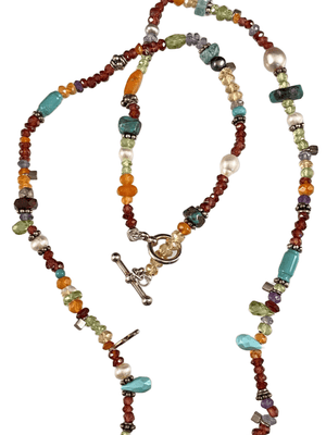 20" Multi Gemstone Magic Tag Charm Necklace