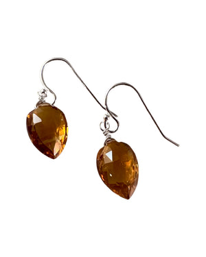 Gemstone Shield Drop Earrings