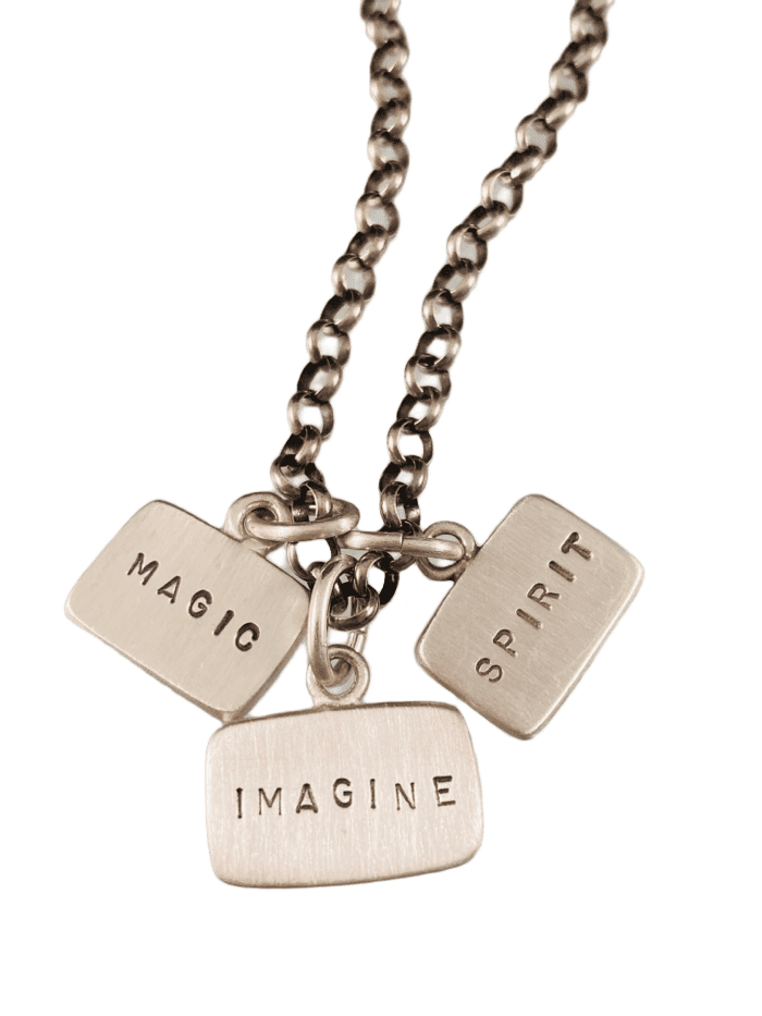 18” Sterling Silver Imagine Magic Spirit Tag Charm Necklace