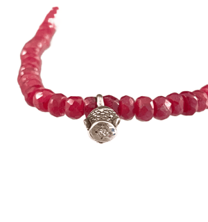 18” Sterling Buddha with Diamond and Faceted Ruby Necklace