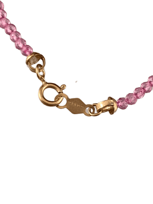 Faceted Pink Quartz 14K Gold Delicate Angel Wing Charm Bracelet