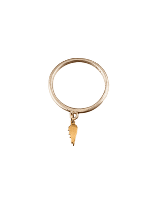 Sterling & 14K Gold Tiny Angel Wing Charm Ring