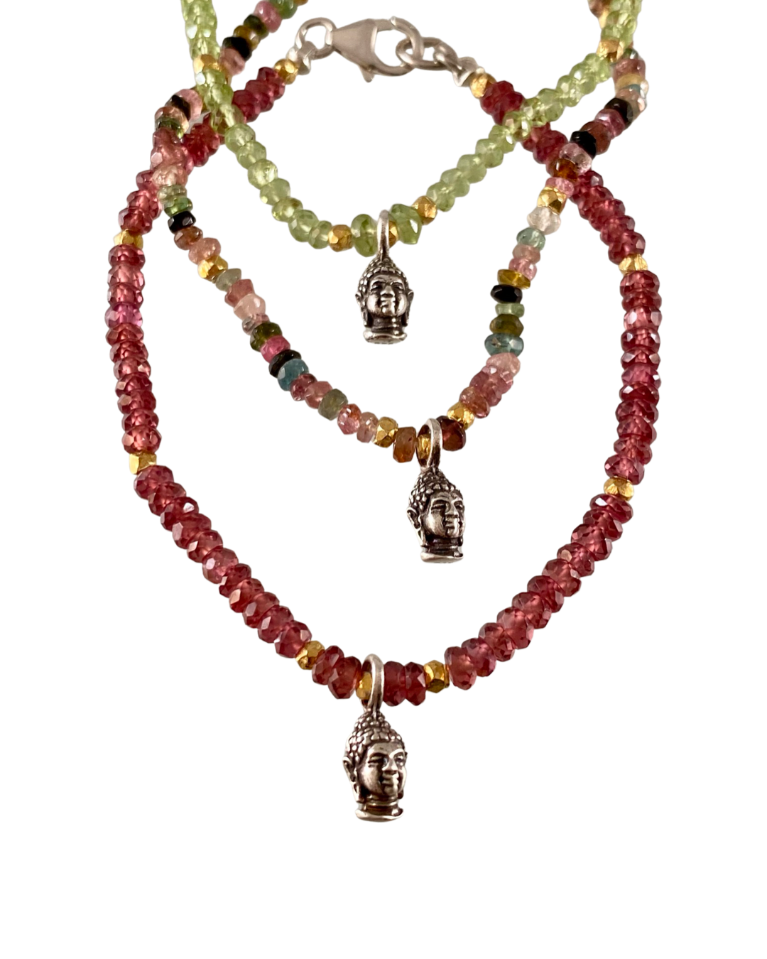 Faceted Gemstone & Buddha Charm Bracelet