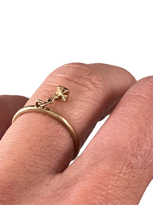 14K Solid Yellow Gold Tiny Merkabah Charm Ring Size 6