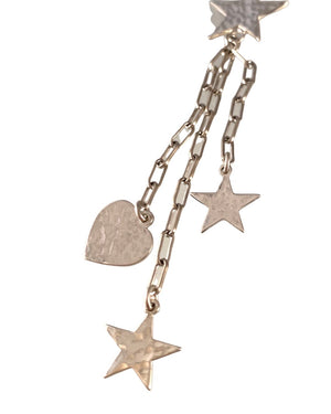 16" Sterling Silver Streaming Star and Heart Charm Necklace