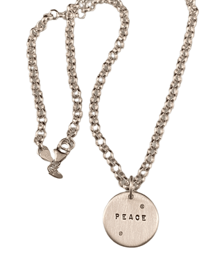 Sterling 'Peace' with Diamonds Charm Necklace