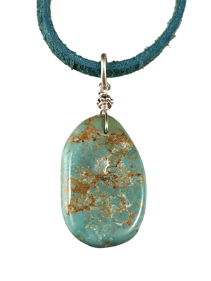 16" Turquoise on Colored Suede Necklace / 2