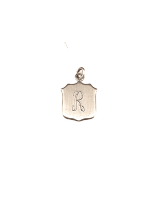 Engraved Scallop Edge Shield 'R' Initial