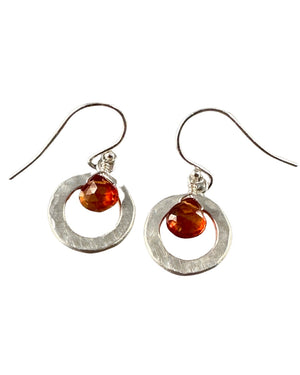 Briolette Gemstone & Sterling Silver Circle Earrings