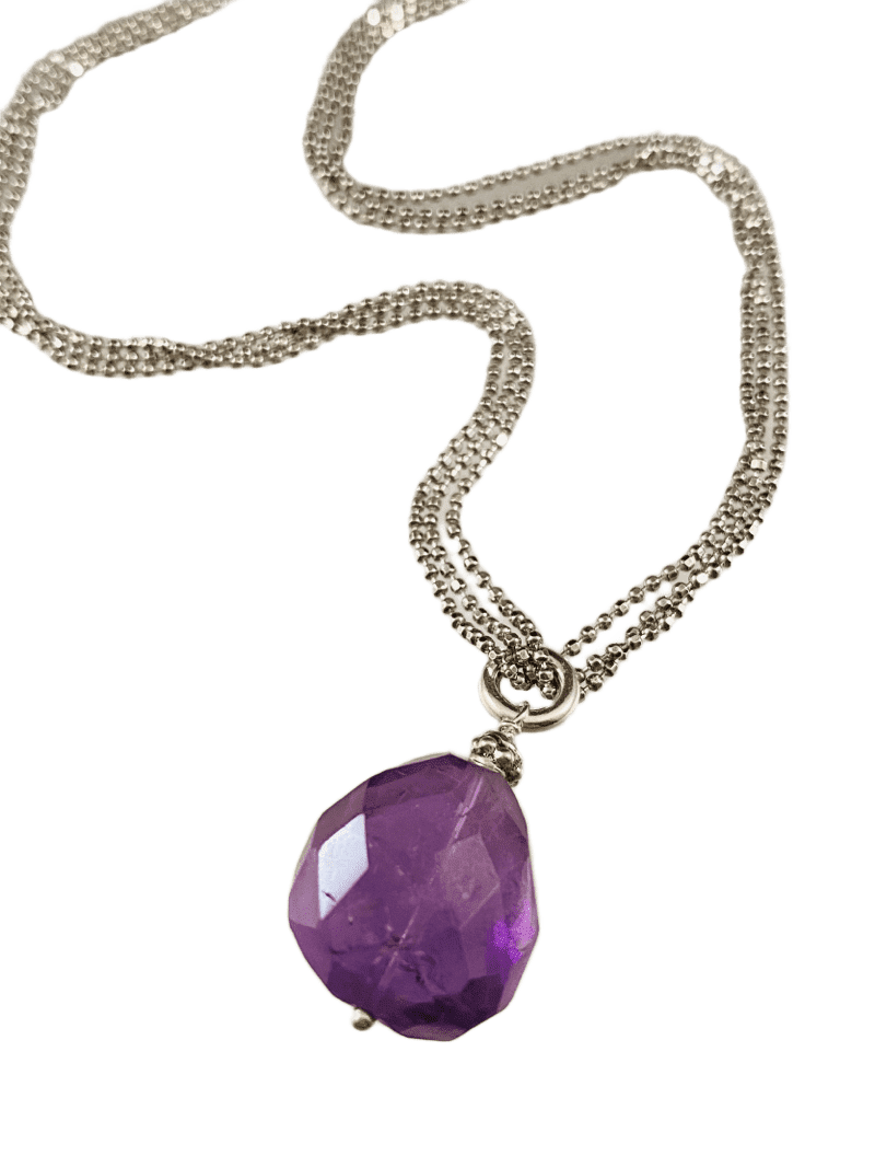 18" Sterling Amethyst Nugget Necklace