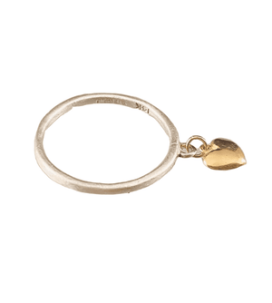 Sterling & 14K Gold Tiny Heart Charm Ring