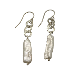 White BIWA Pearl Chain Drop Earrings
