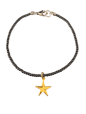 Hematite Gemstone Bead Bracelet with Gold Vermeil Star Charm