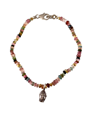 Faceted Gemstone & Buddha Charm Bracelet