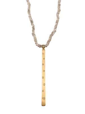 17.5” 14k Gold Diamond Matchstick Charm Necklace