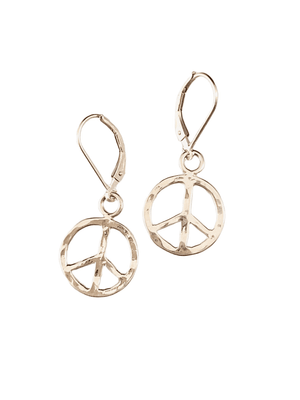 Sterling Silver Small Hammered Peace Sign Earrings