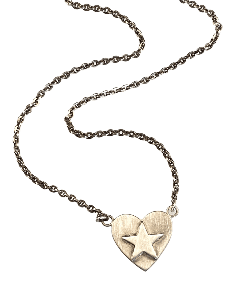 16” Sterling Heart Star Necklace