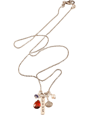 18" Love Matchstick Gem Charm Necklace Garnet Labradorite Iolite & Pearl