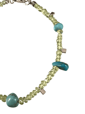 Peridot & Turquoise Faceted Gemstone Beaded Bracelet
