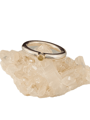 Sterling & 14K Gold Yellow Diamond Ring