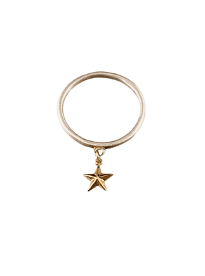 Sterling & 14K Gold Tiny Star Charm Ring