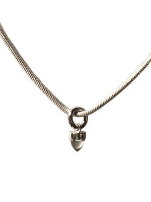 24" Sterling Silver Snake Chain Necklace with Quartz Bullet