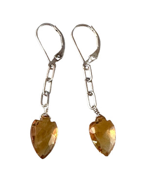 Gemstone Shield Chain Drop Earrings