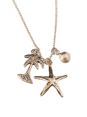 16” Charm Necklace with Starfish Palm Tree and Seashell