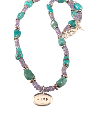 Tanzanite & Turquoise Wish Nugget Beaded Necklace