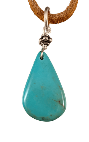 16" Turquoise on Colored Suede Necklace
