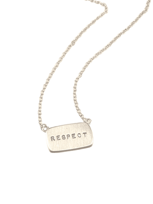 16" Sterling Silver 'Respect' Tag Necklace
