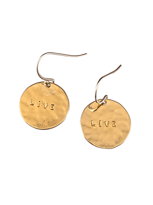 Yellow & Rose Gold Vermeil Mix & Match Hammered Disc Word Earrings