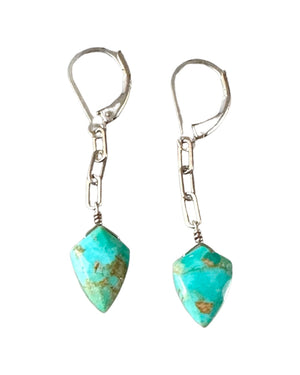 Gemstone Shield Chain Drop Earrings