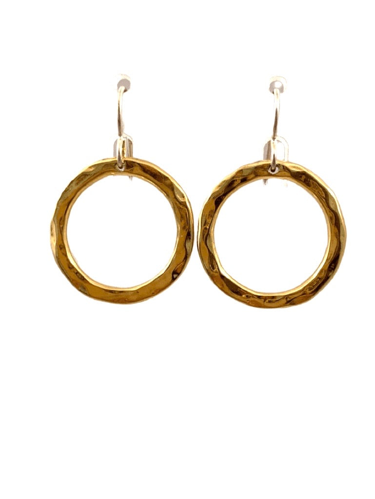 Yellow Gold Vermeil Hammered Circle Earrings